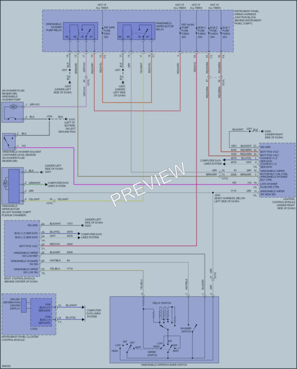 2024 Chevrolet CorvetteStingray Wiper Washer wiring diagram preview