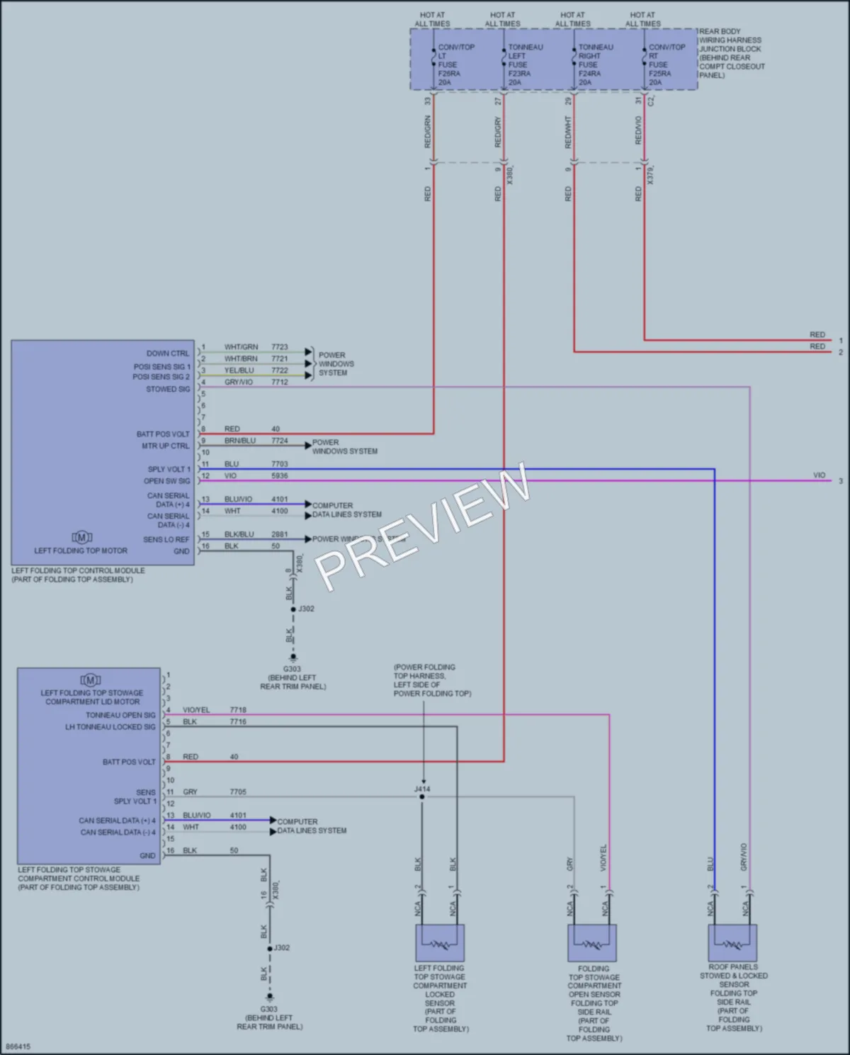 2024 Chevrolet CorvetteZ06 Power Top Sunroof wiring diagram preview