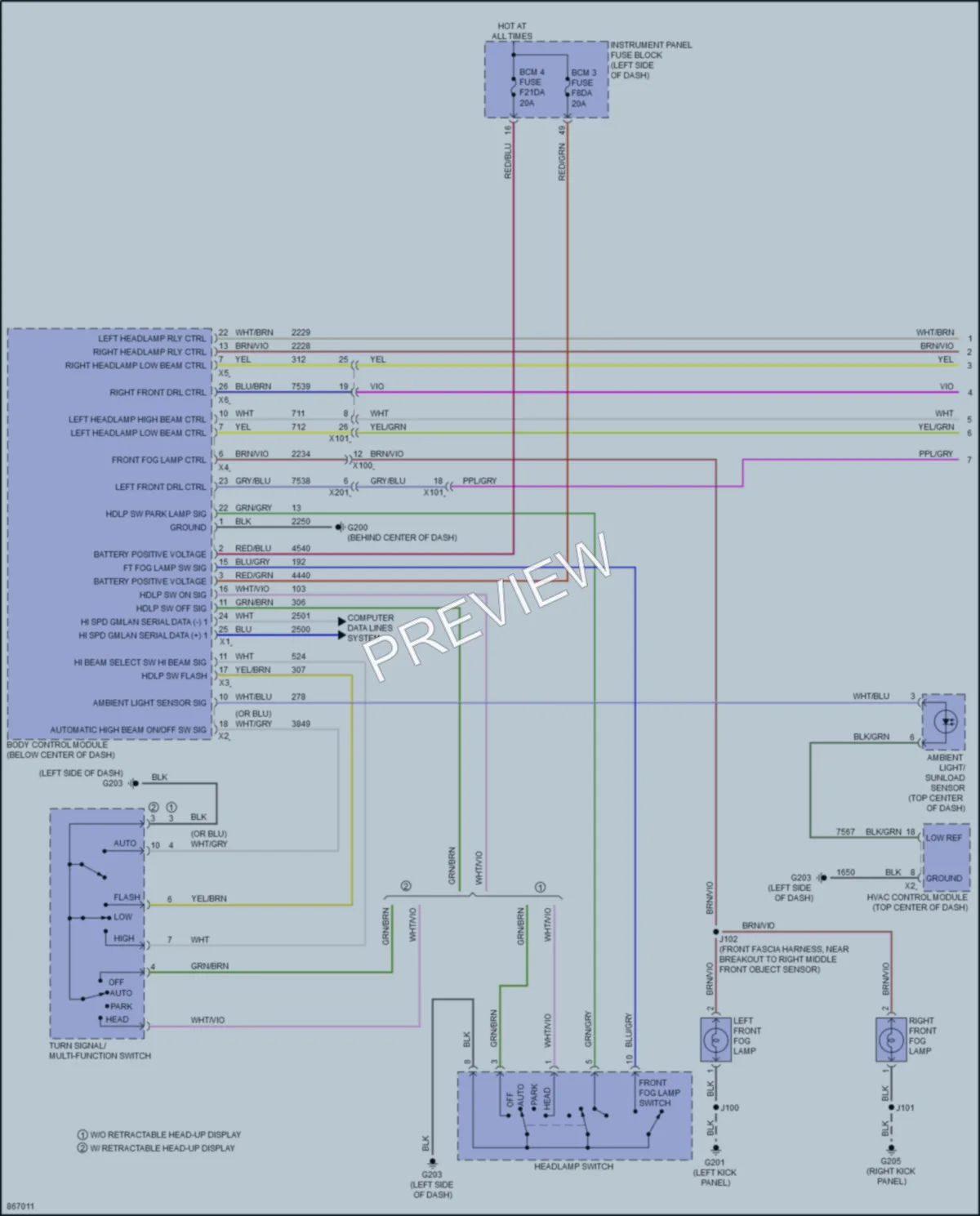 2024 Chevrolet Equinox Headlights wiring diagram preview