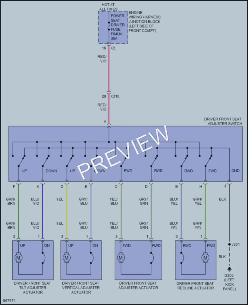 2024 Chevrolet EquinoxEV Power Seats wiring diagram preview