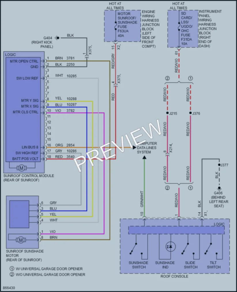 2024 Chevrolet EquinoxEV Power Top Sunroof wiring diagram preview