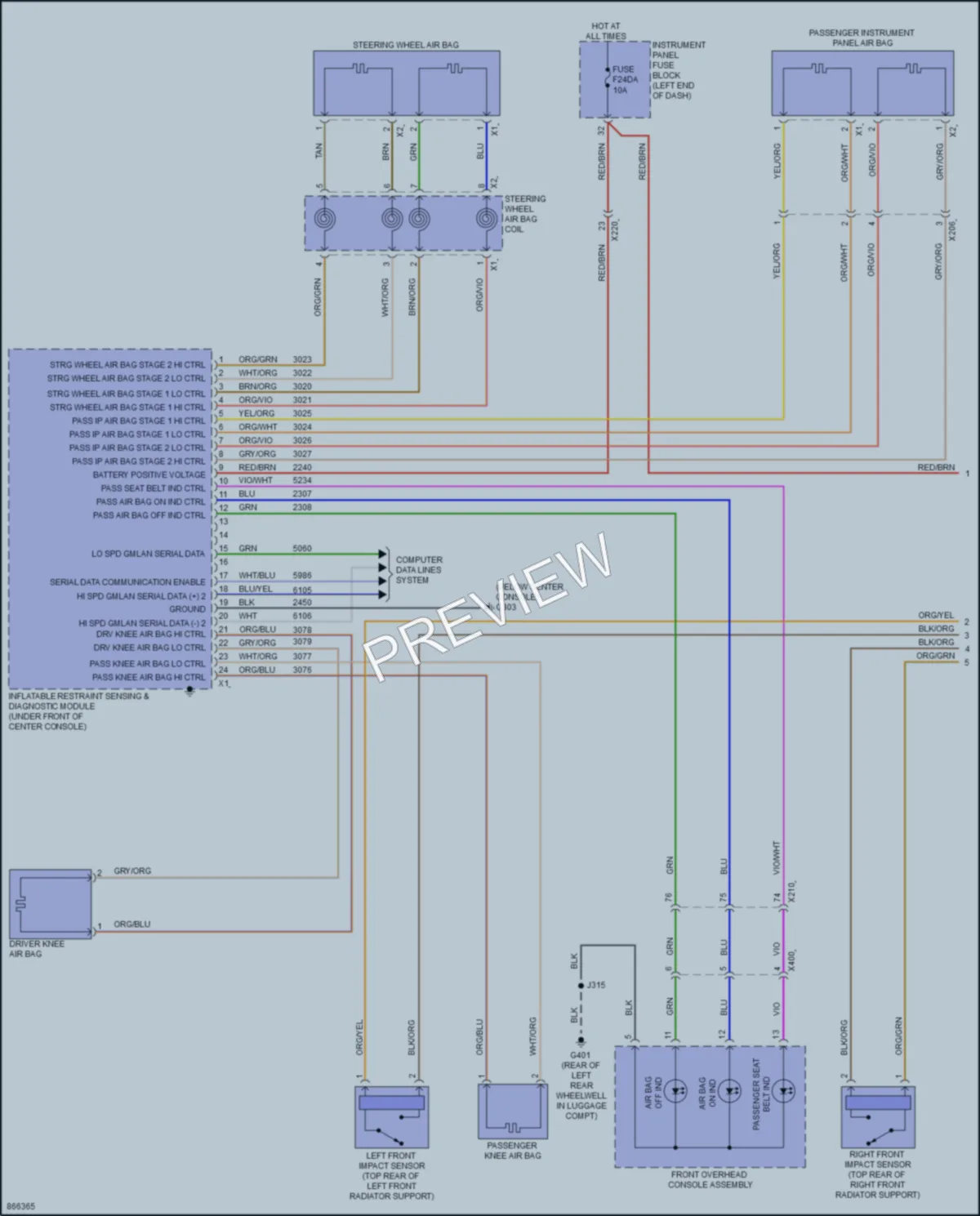 2024 Chevrolet Malibu Supplemental Restraints wiring diagram preview
