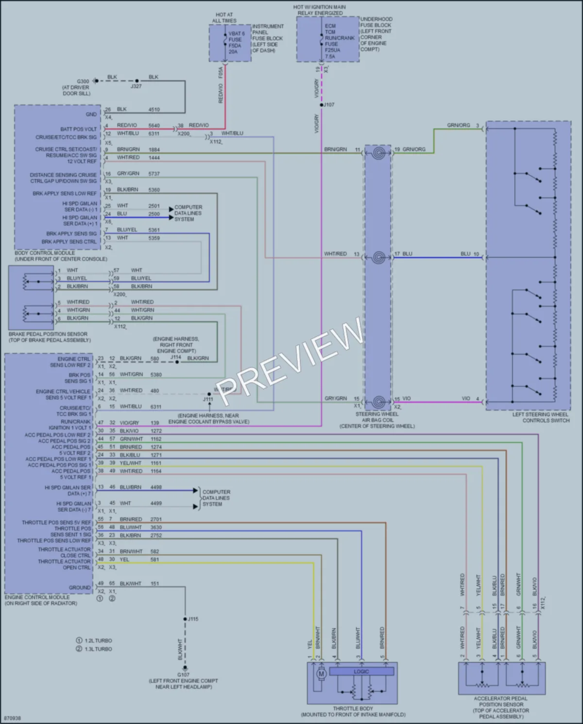 2024 Chevrolet TrailBlazer Cruise Control wiring diagram preview
