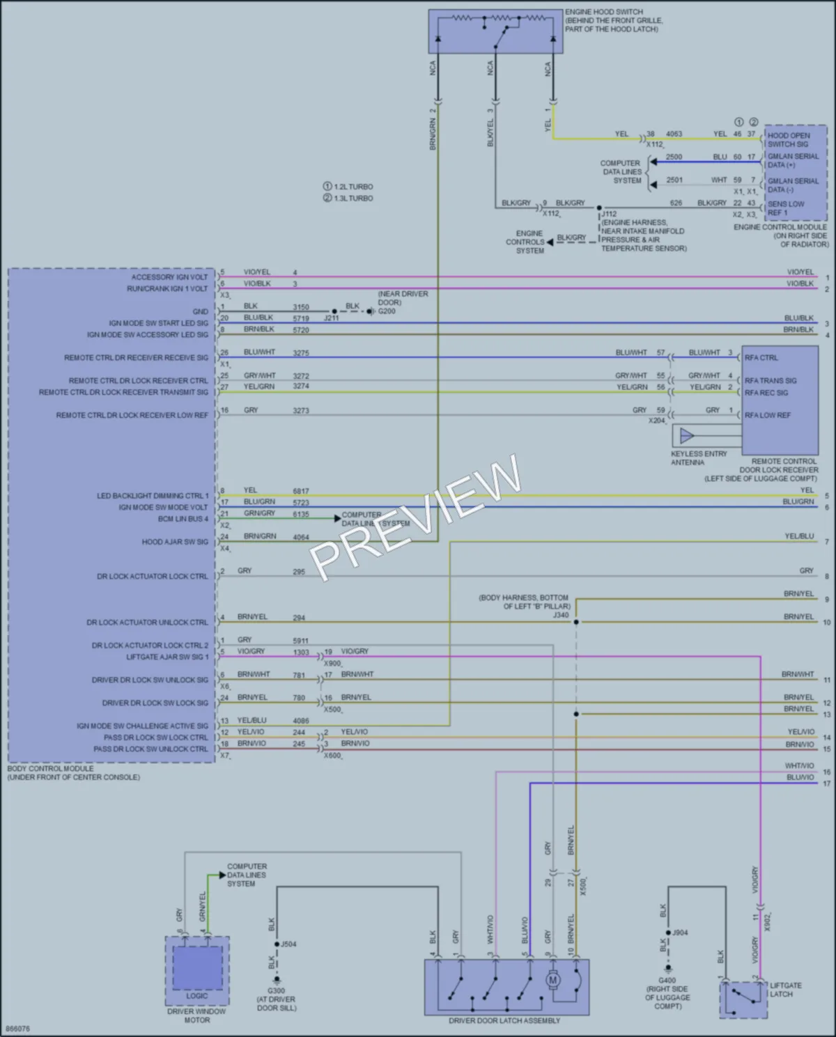 2024 Chevrolet TrailBlazer Power Door Locks wiring diagram preview