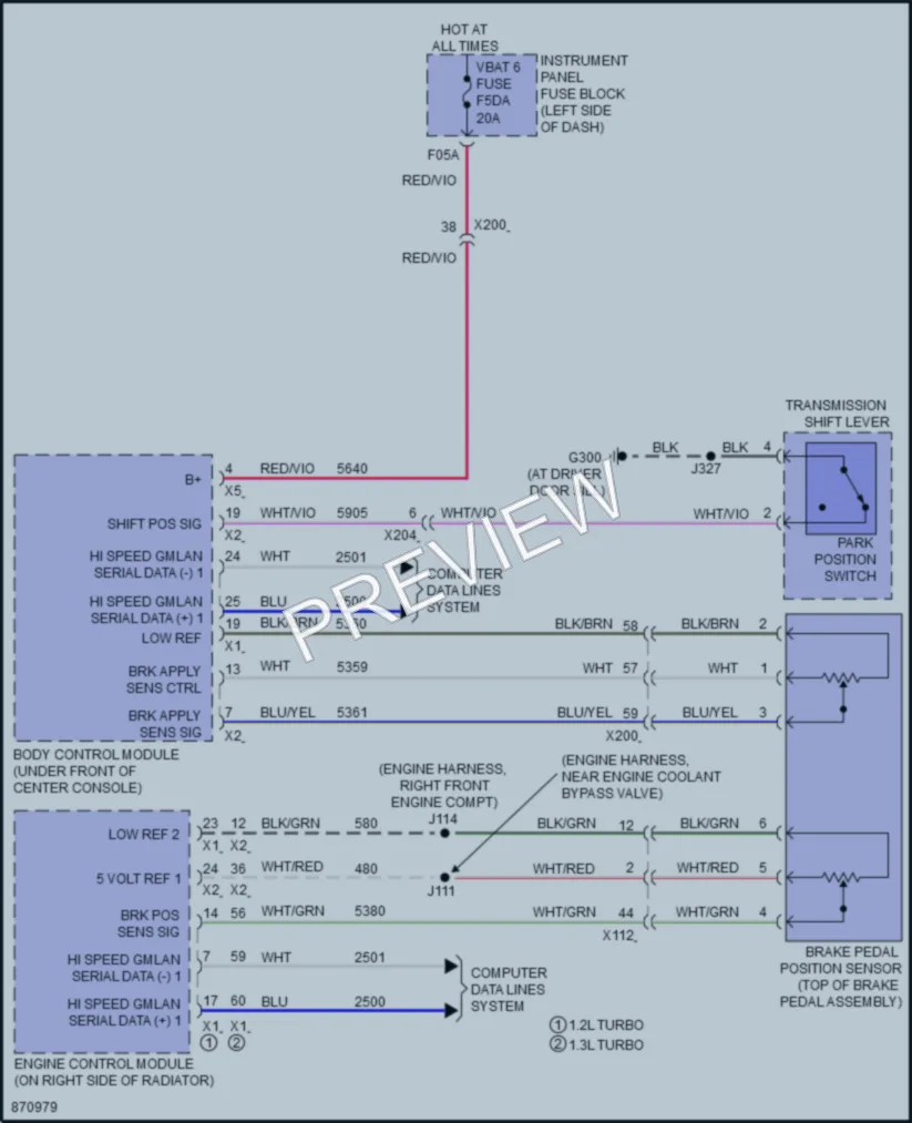 2024 Chevrolet TrailBlazer Shift Interlock wiring diagram preview