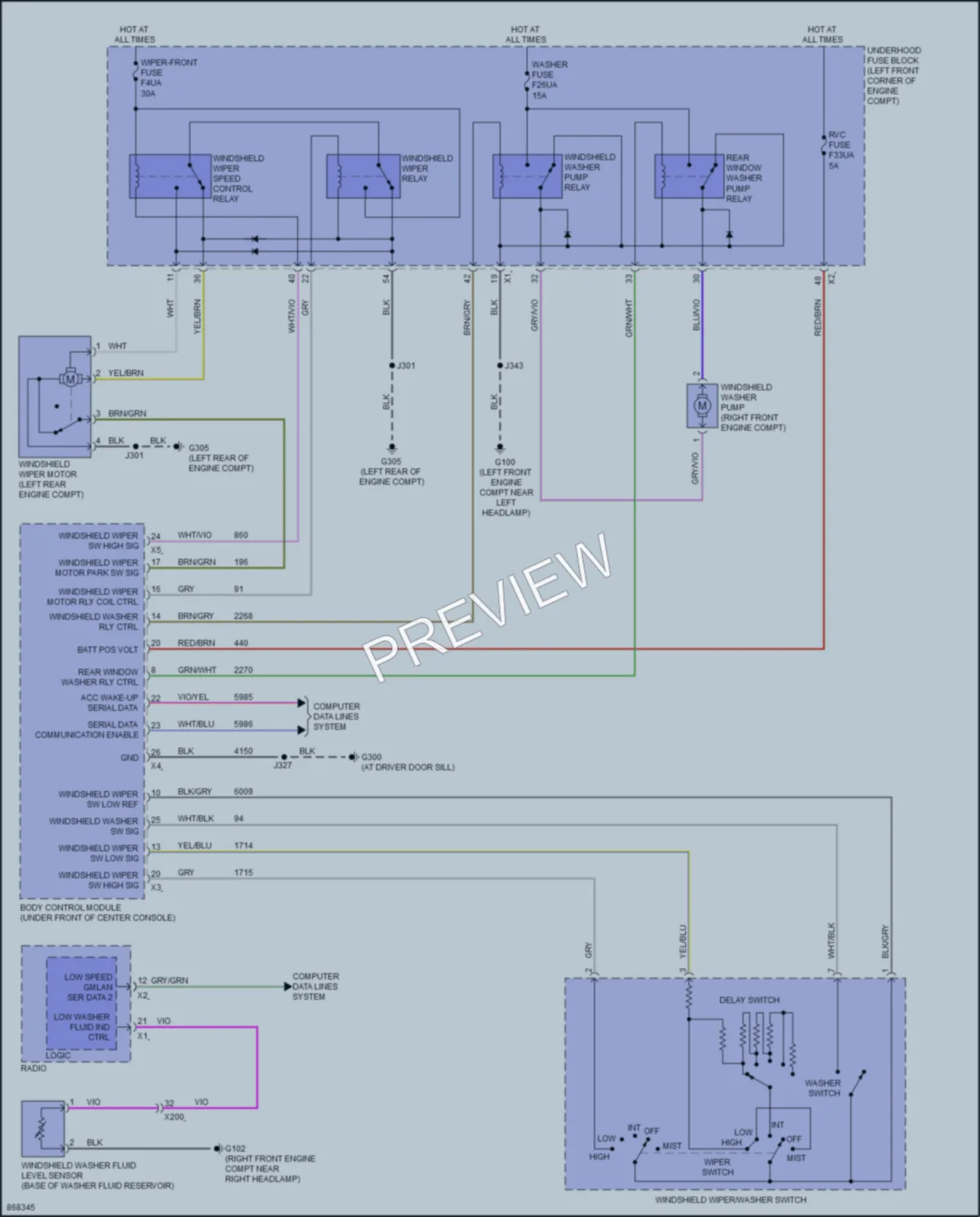 2024 Chevrolet TrailBlazer Wiper Washer wiring diagram preview