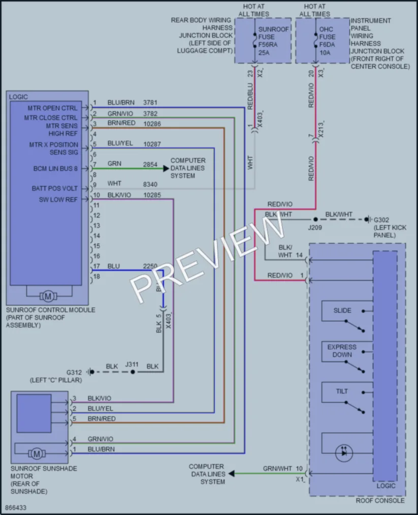 2024 Chevrolet Traverse Power Top Sunroof wiring diagram preview