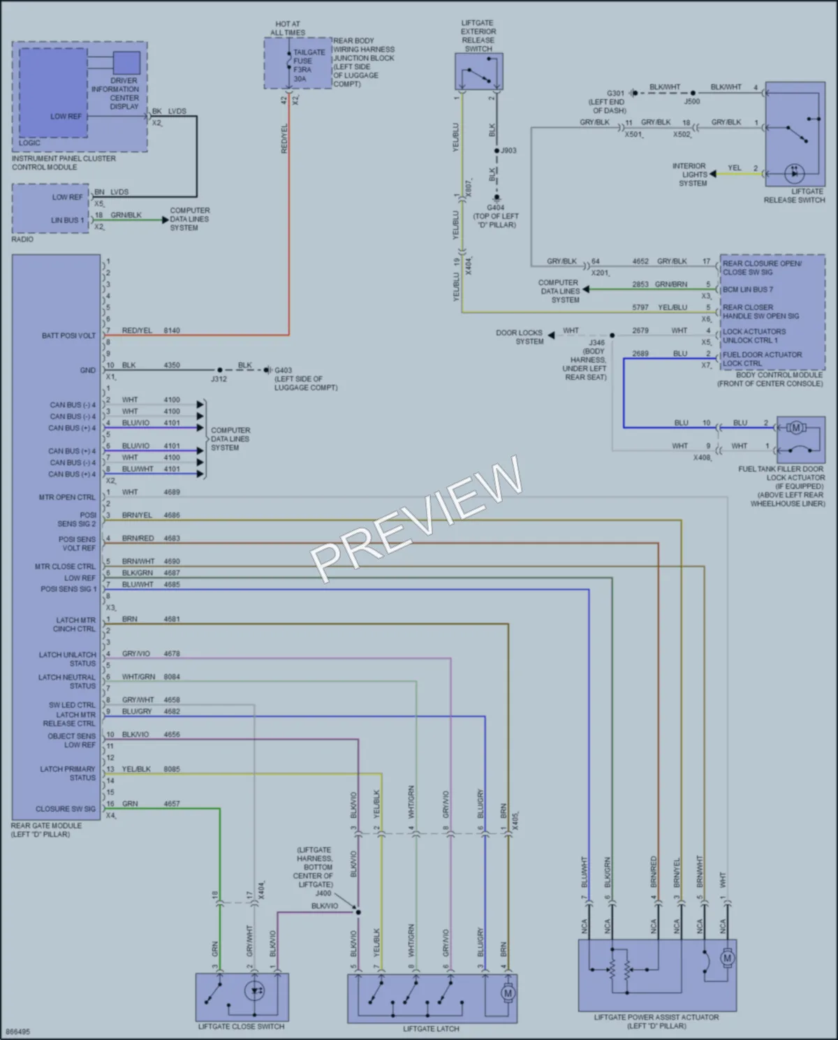 2024 Chevrolet Traverse Trunk Tailgate Fuel Door wiring diagram preview
