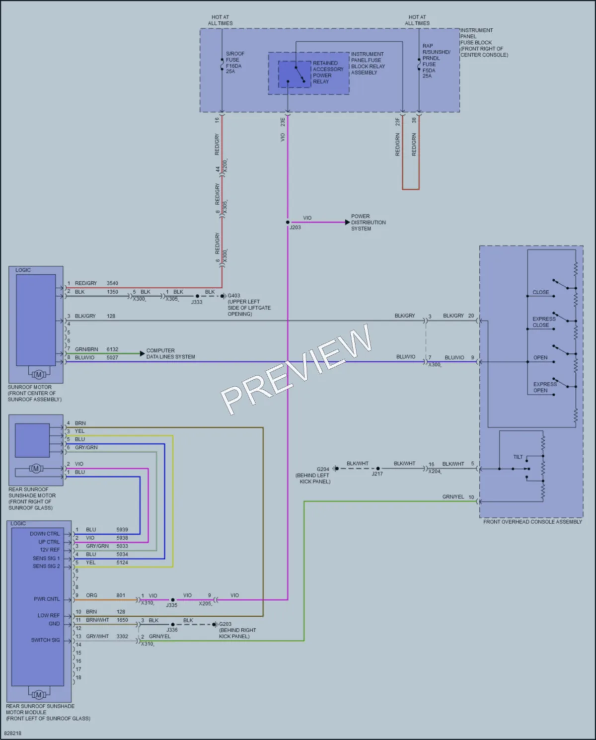 2024 Chevrolet TraverseLimited Power Top Sunroof wiring diagram preview