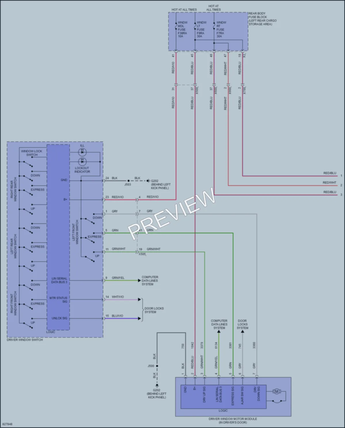 2024 Chevrolet TraverseLimited Power Windows wiring diagram preview