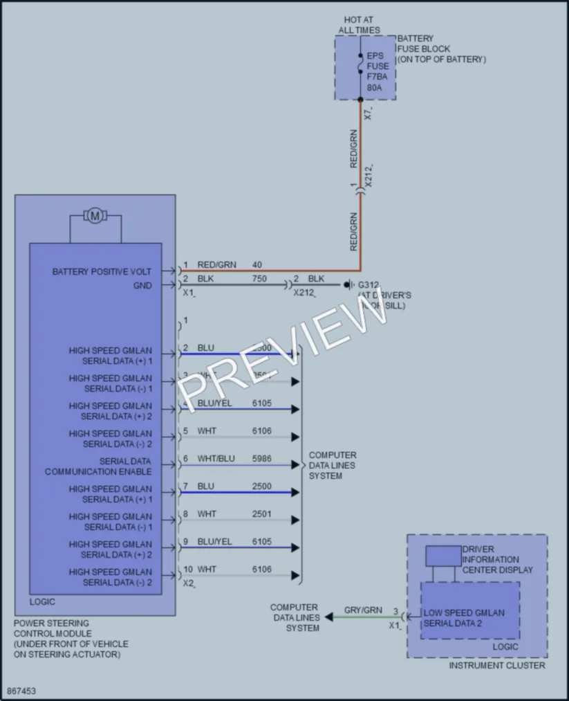 2024 Chevrolet Trax Electronic Power Steering wiring diagram preview