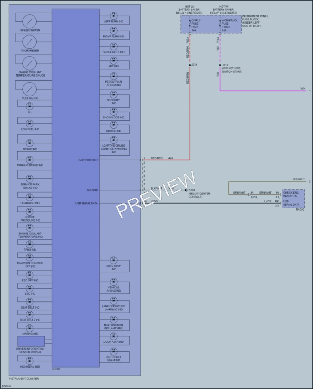 2024 Chevrolet Trax Instrument Cluster wiring diagram preview