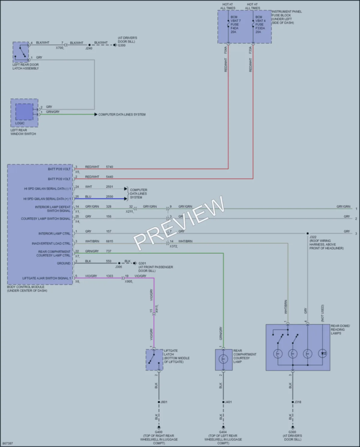 2024 Chevrolet Trax Interior Lights wiring diagram preview