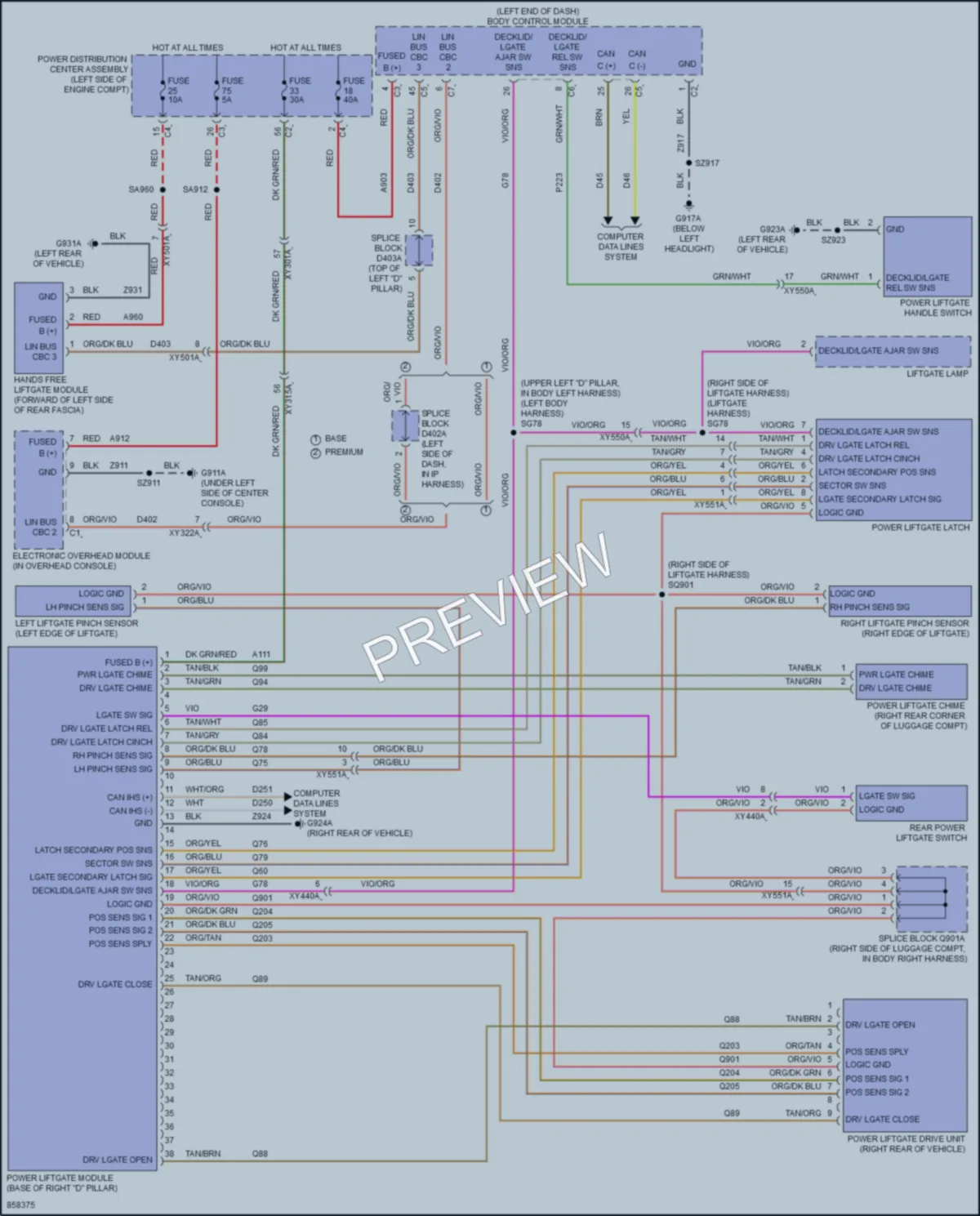 2024 Chrysler Voyager Trunk Tailgate Fuel Door wiring diagram preview