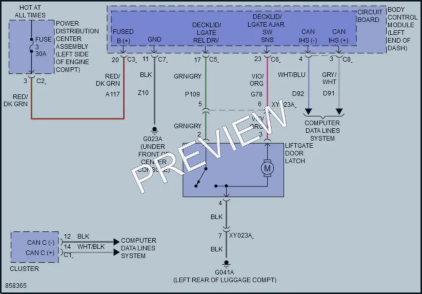 2024 Dodge Hornet Trunk Tailgate Fuel Door wiring diagram preview