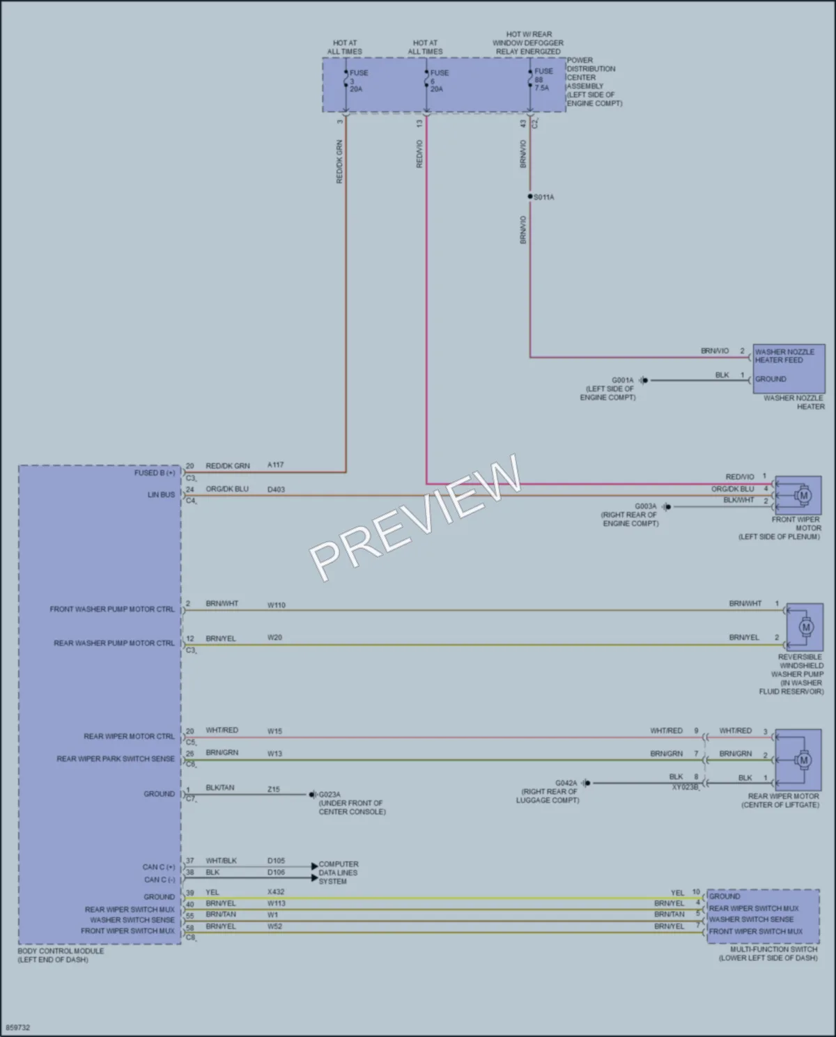 2024 Dodge Hornet Wiper Washer wiring diagram preview