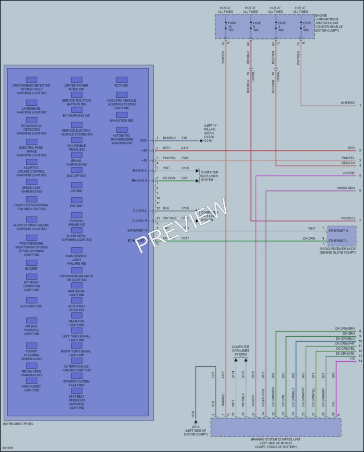 2024 Fiat 500e Instrument Cluster wiring diagram preview