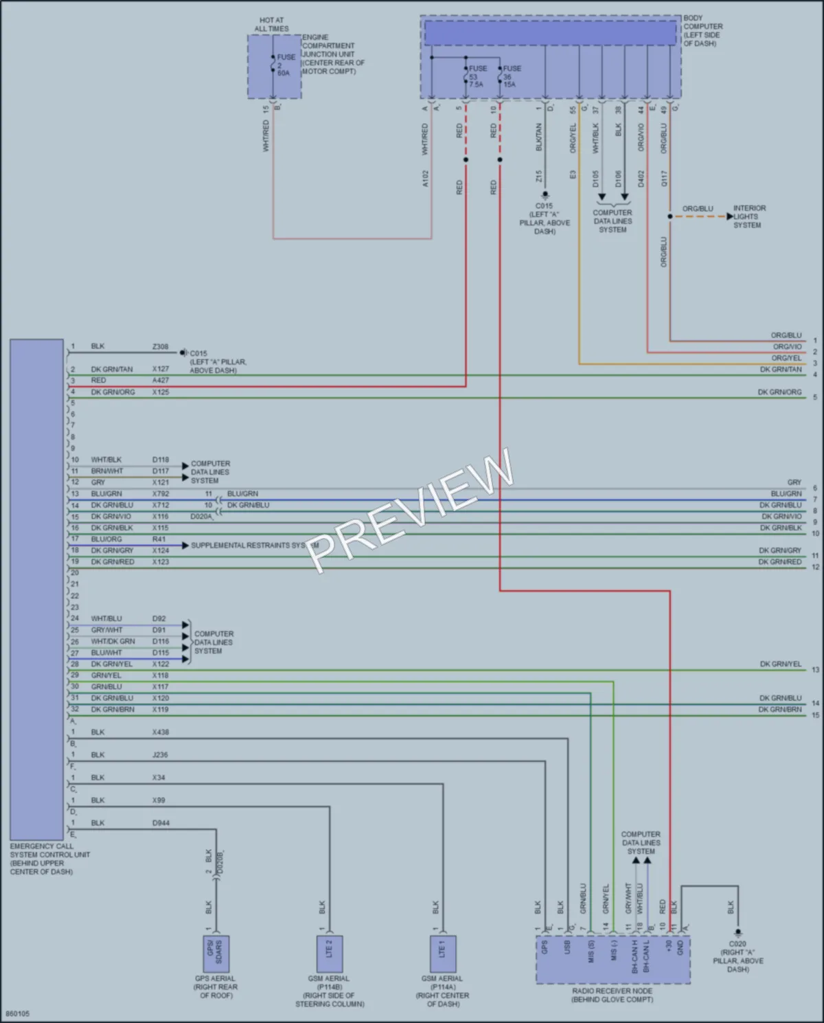2024 Fiat 500e Navigation wiring diagram preview