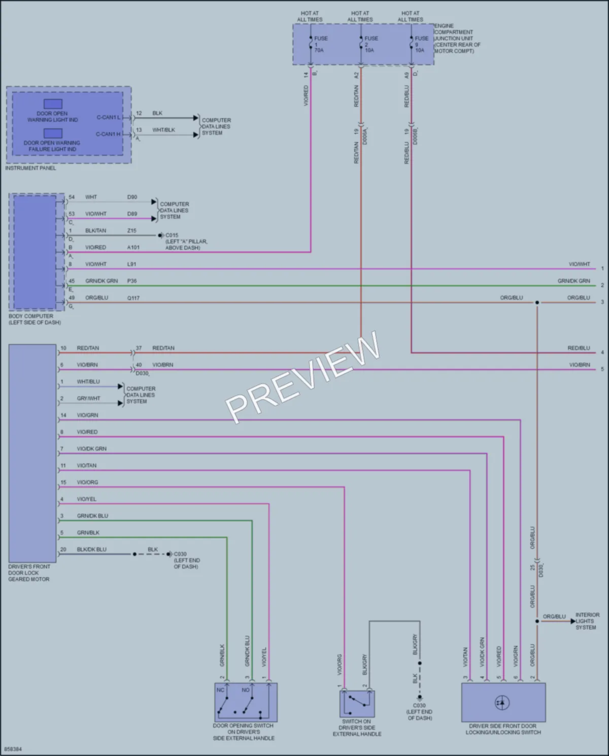 2024 Fiat 500e Power Door Locks wiring diagram preview