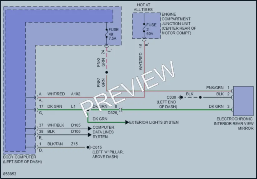 2024 Fiat 500e Power Mirrors wiring diagram preview