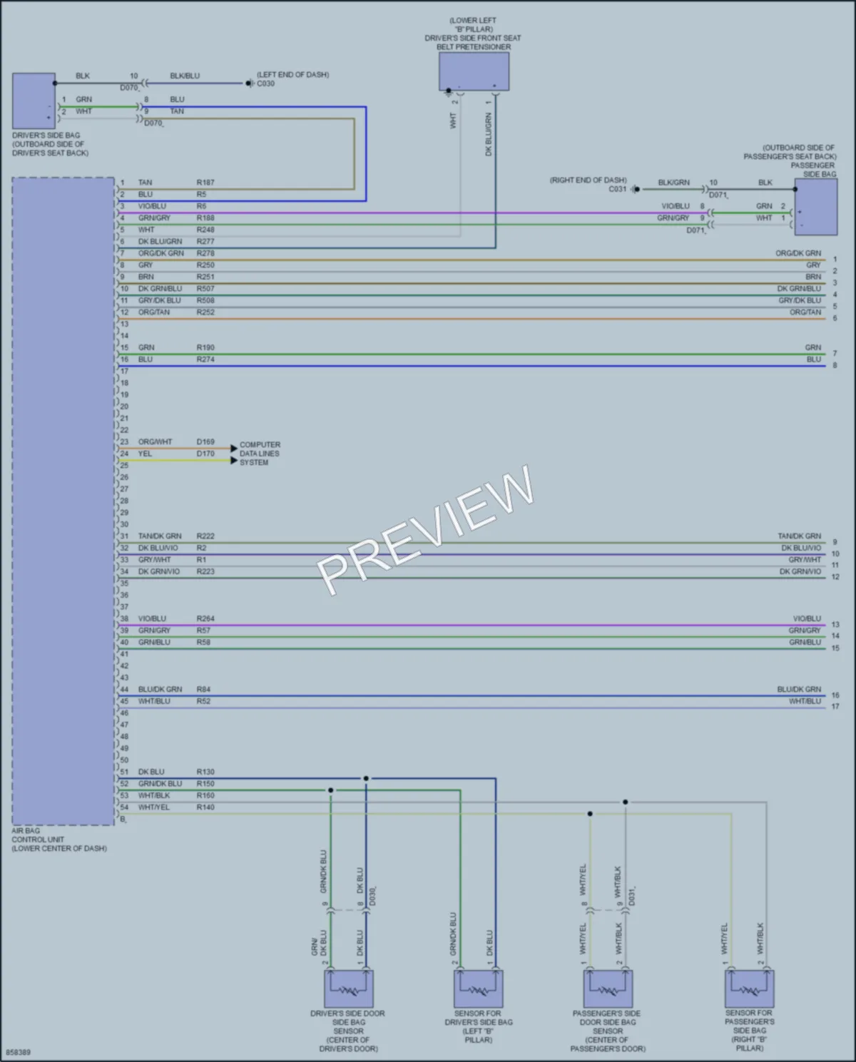 2024 Fiat 500e Supplemental Restraints wiring diagram preview