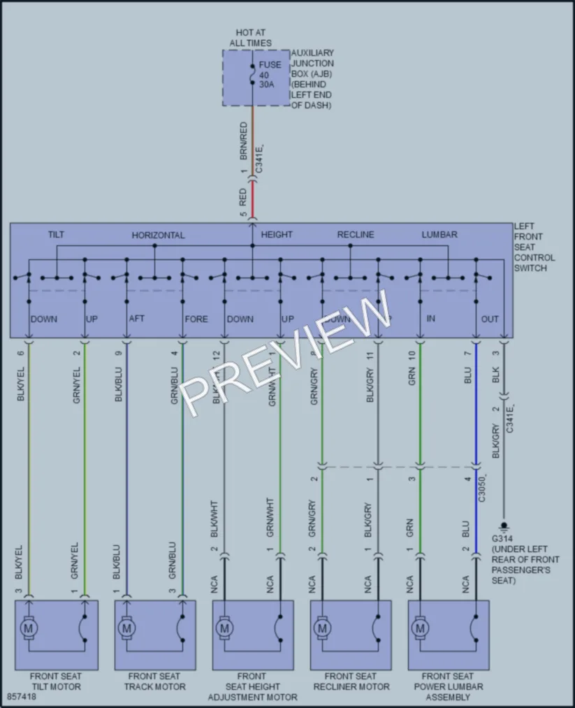 2024 Ford 150Transit Power Seats wiring diagram preview