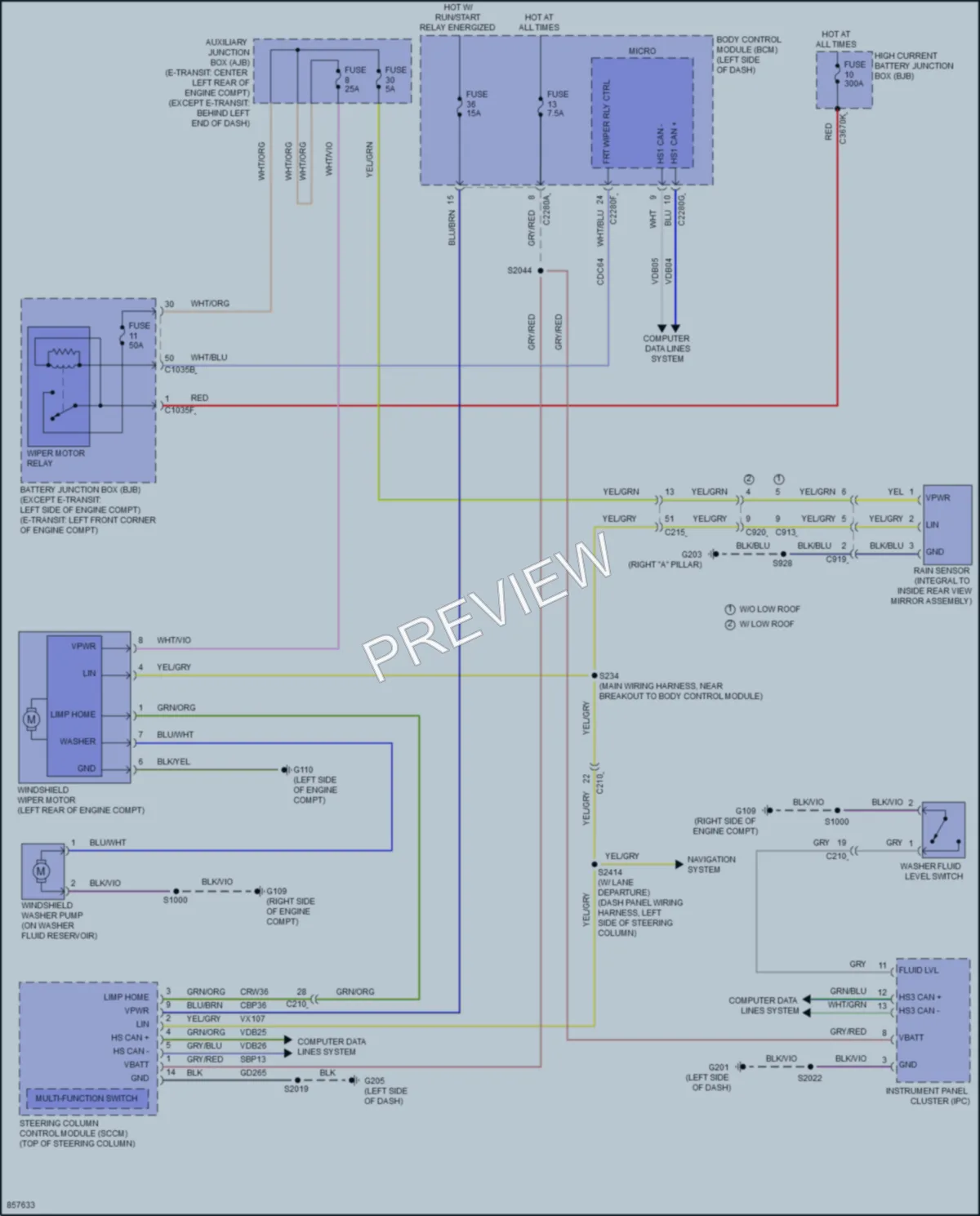 2024 Ford 150Transit Wiper Washer wiring diagram preview