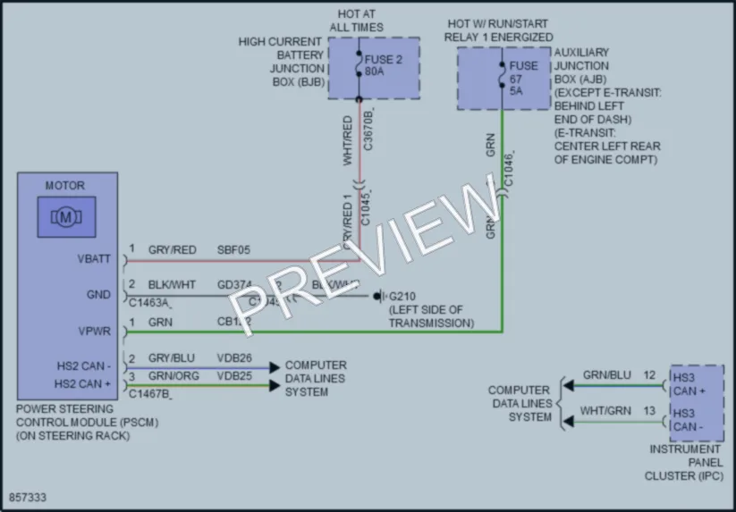 2024 Ford 250Transit Electronic Power Steering wiring diagram preview