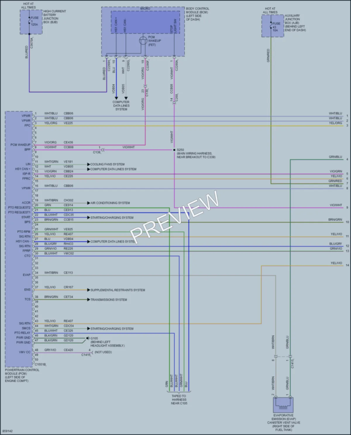 2024 Ford 250Transit Engine Performance wiring diagram preview