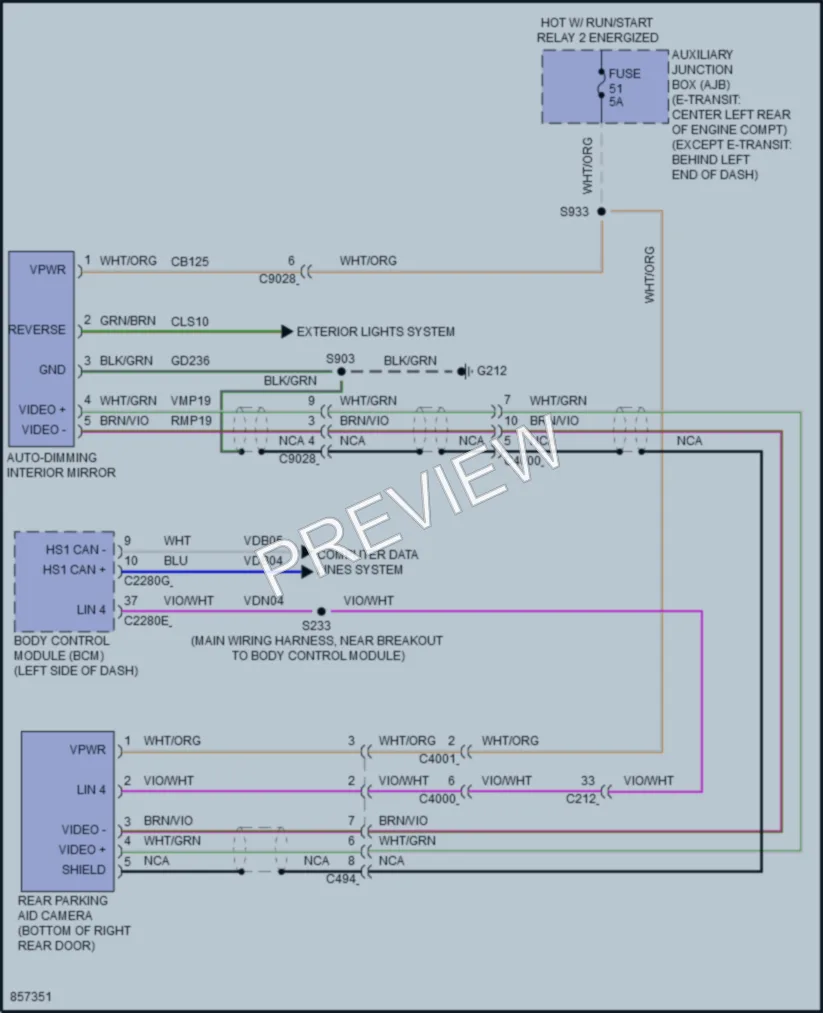 2024 Ford 250Transit Power Mirrors wiring diagram preview
