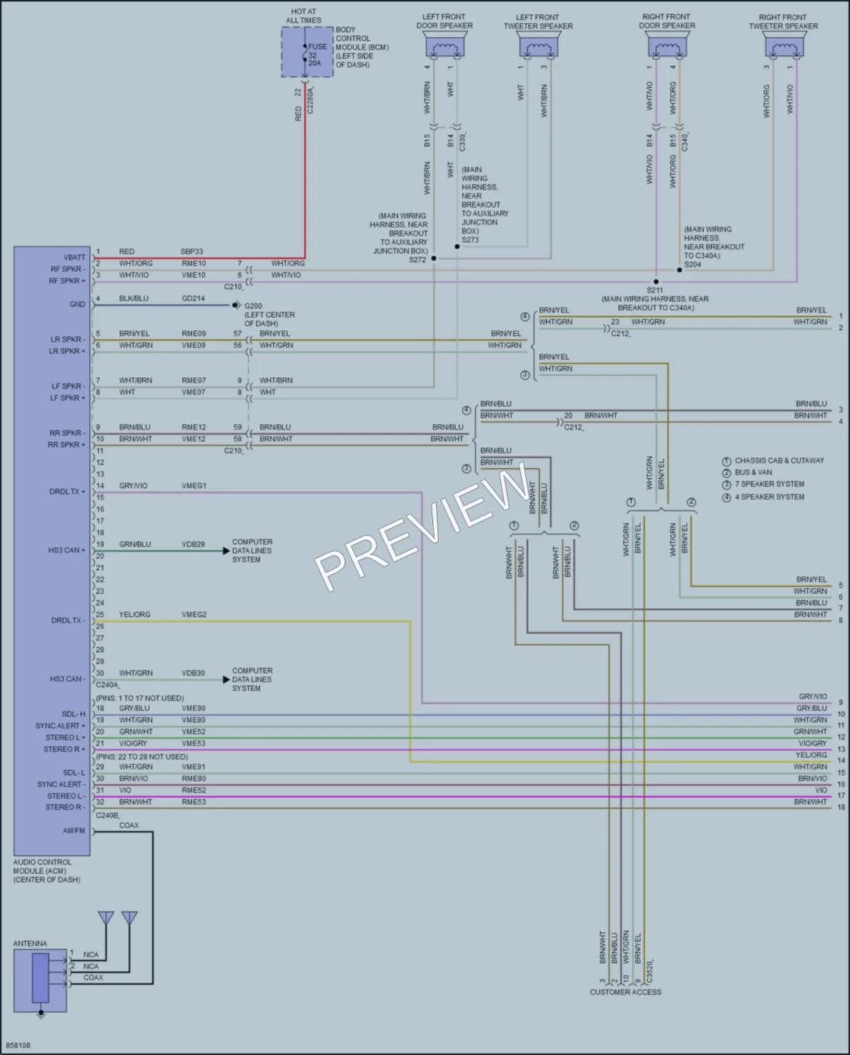 2024 Ford 250Transit Radio wiring diagram preview