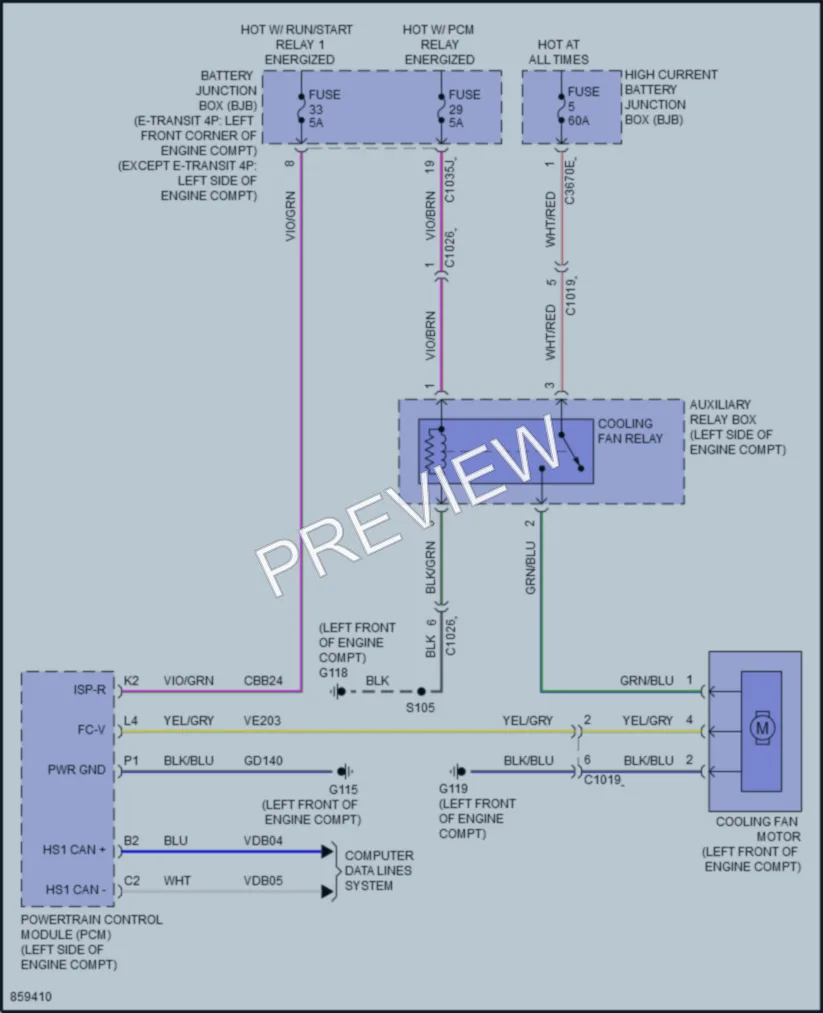 2024 Ford 350ETransit Cooling Fan wiring diagram preview