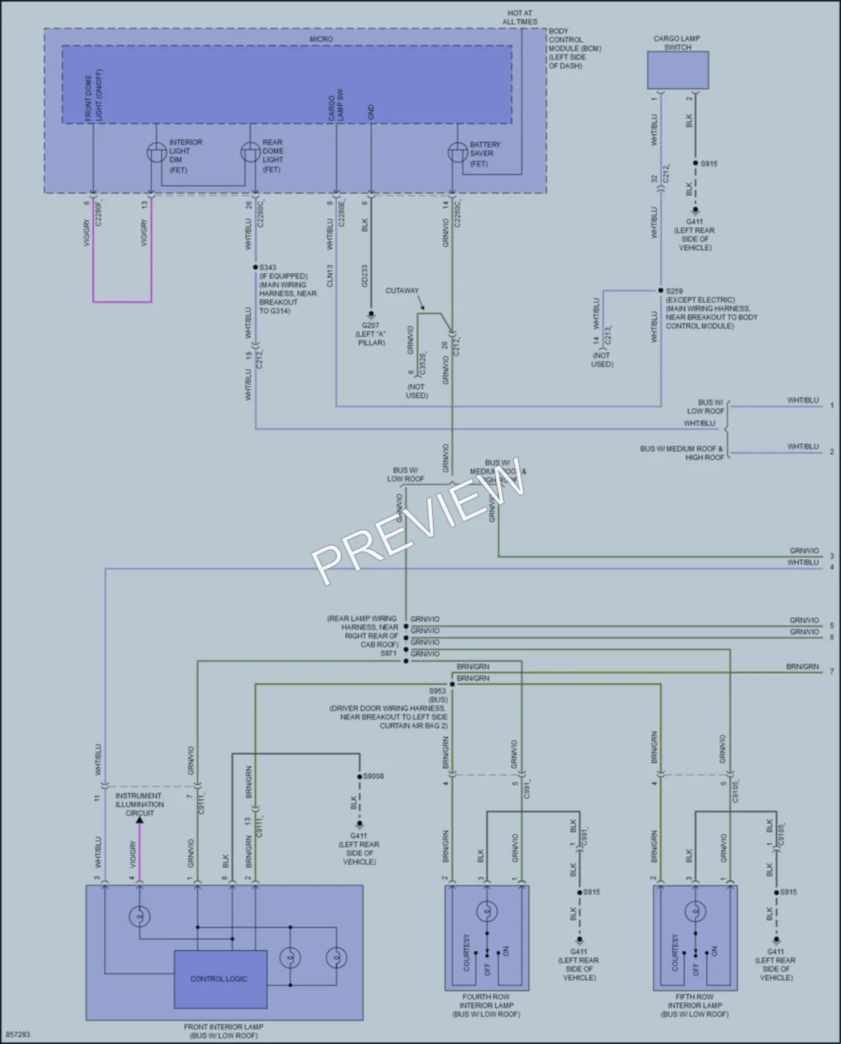 2024 Ford 350ETransit Interior Lights wiring diagram preview
