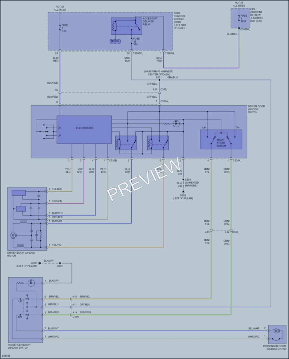 2024 Ford 350ETransit Power Windows wiring diagram preview