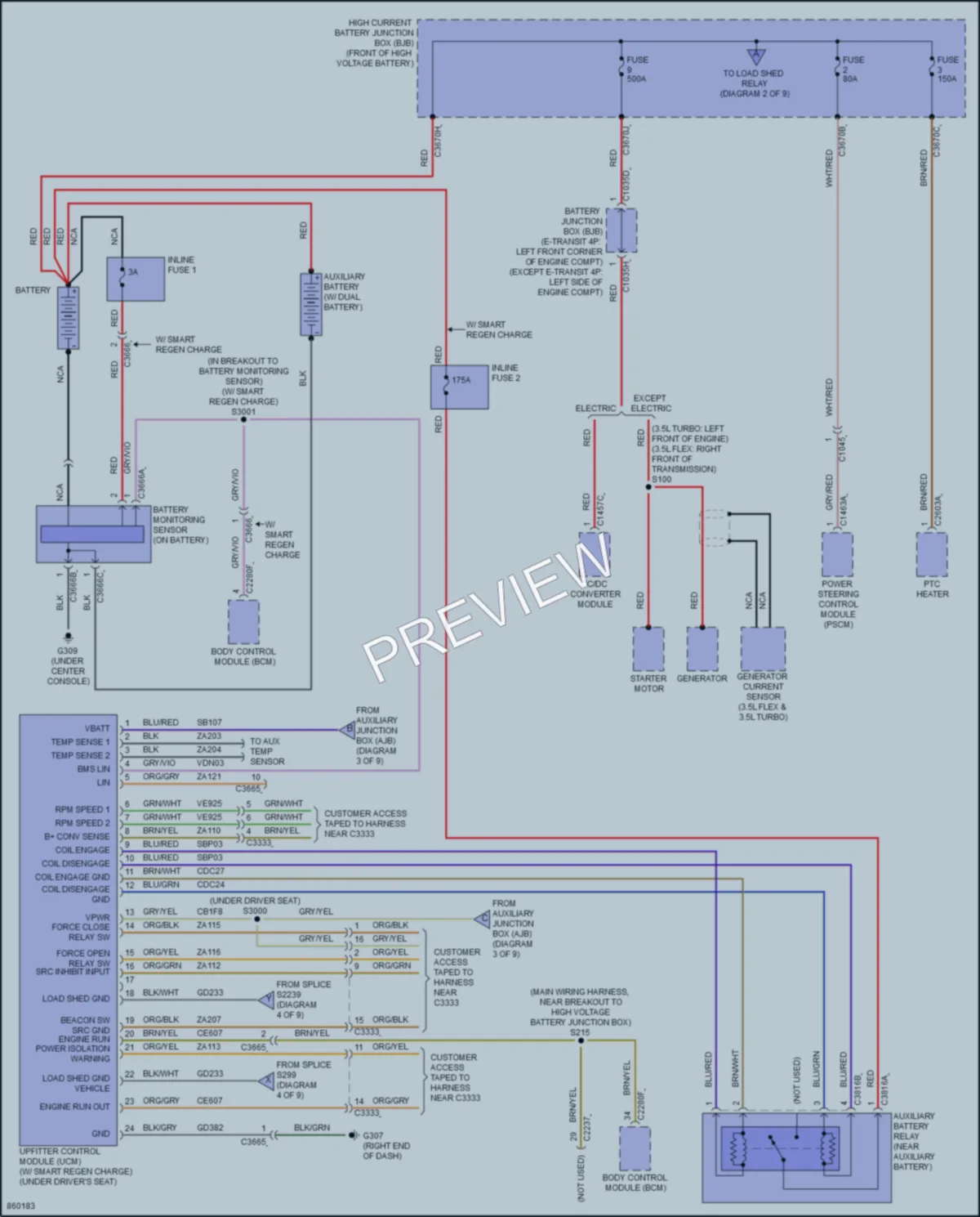 2024 Ford 350HDTransit Power Distribution wiring diagram preview