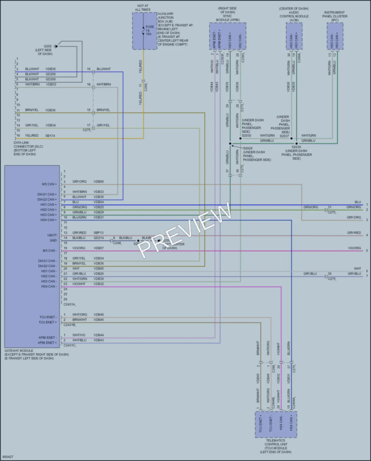2024 Ford 350Transit Computer Data Lines wiring diagram preview
