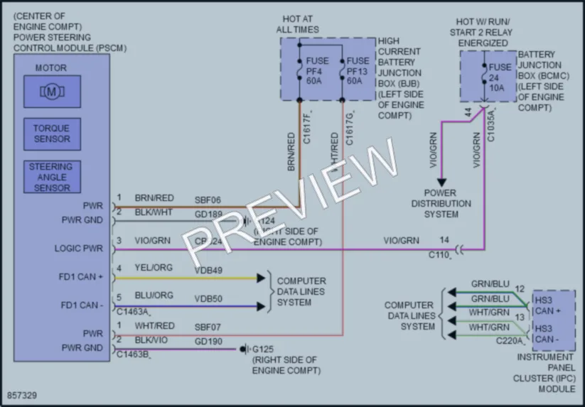 2024 Ford Bronco Electronic Power Steering wiring diagram preview