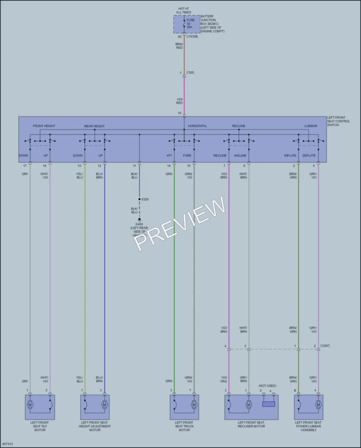 2024 Ford Bronco Power Seats wiring diagram preview