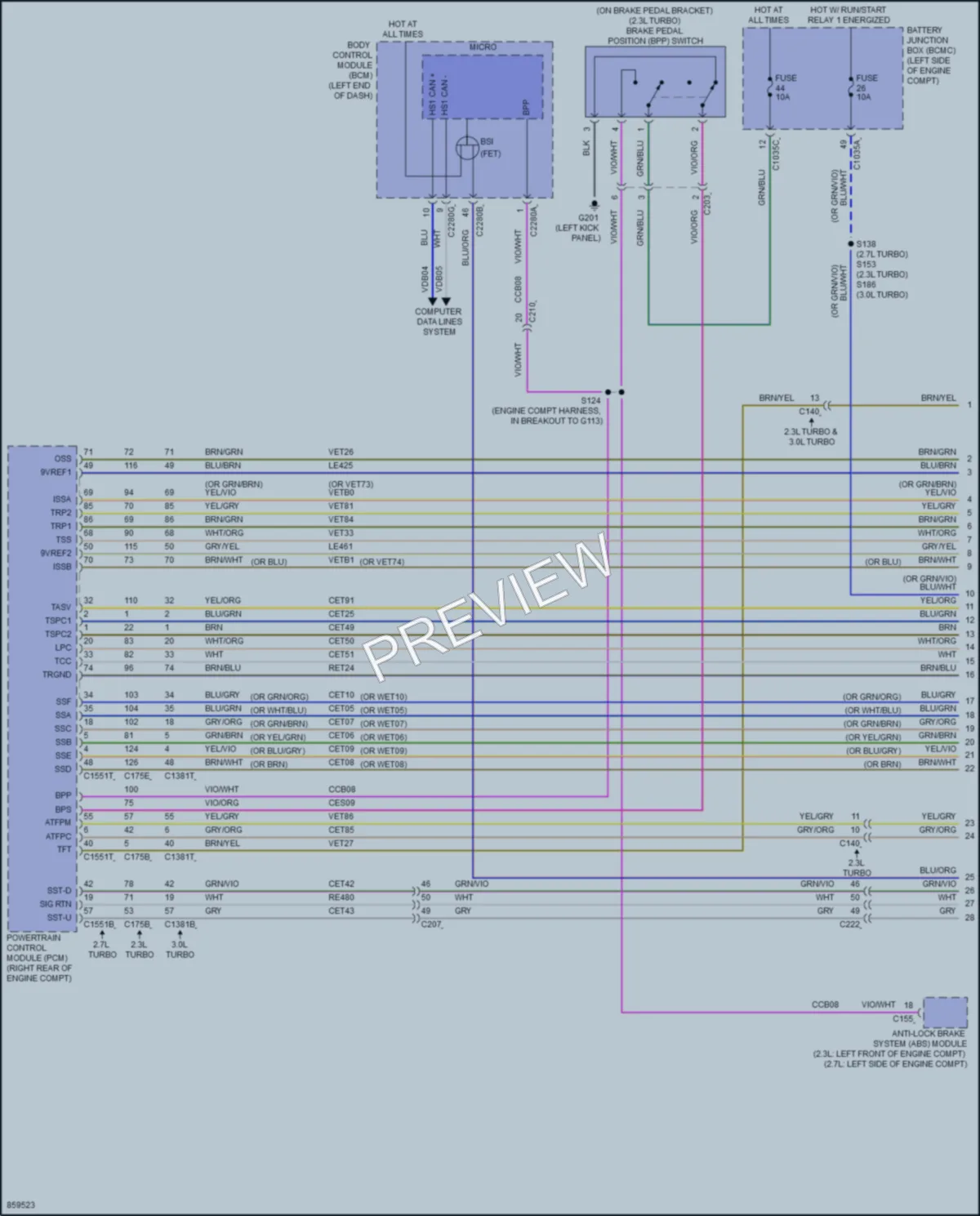 2024 Ford Bronco Transmission wiring diagram preview