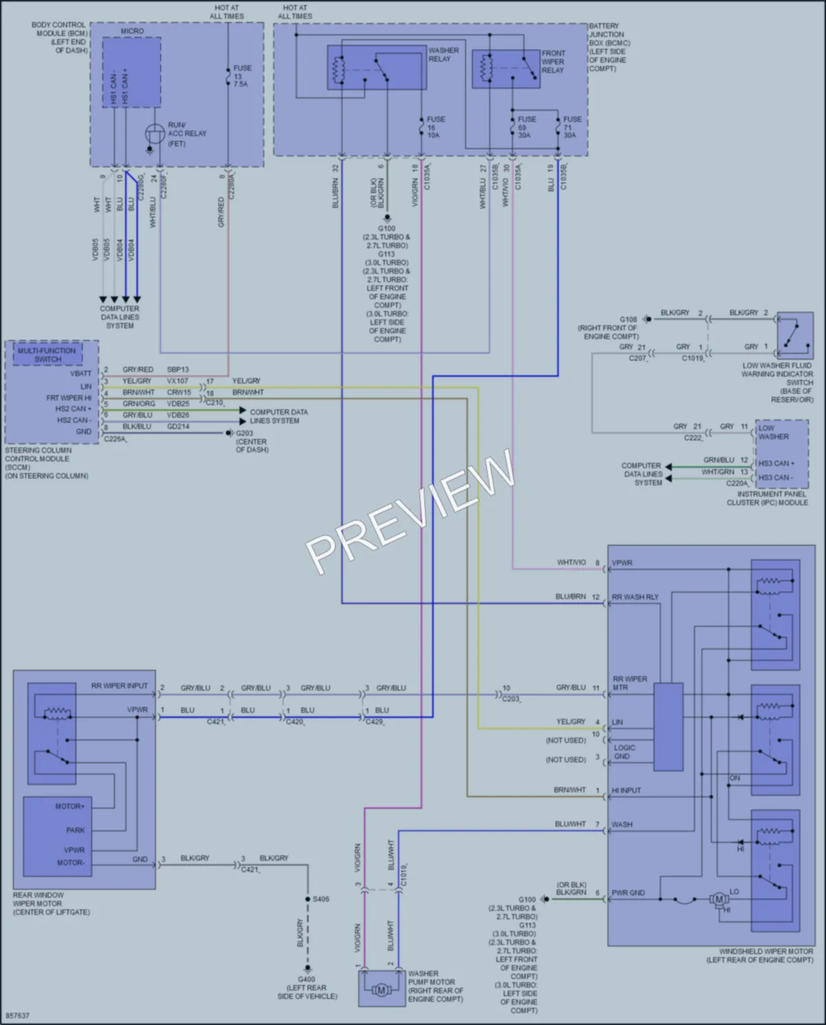 2024 Ford Bronco Wiper Washer wiring diagram preview