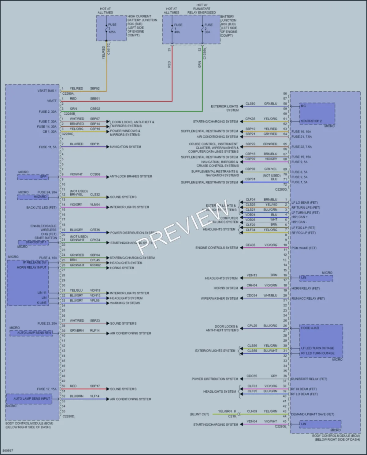2024 Ford BroncoSport Body Control Modules wiring diagram preview