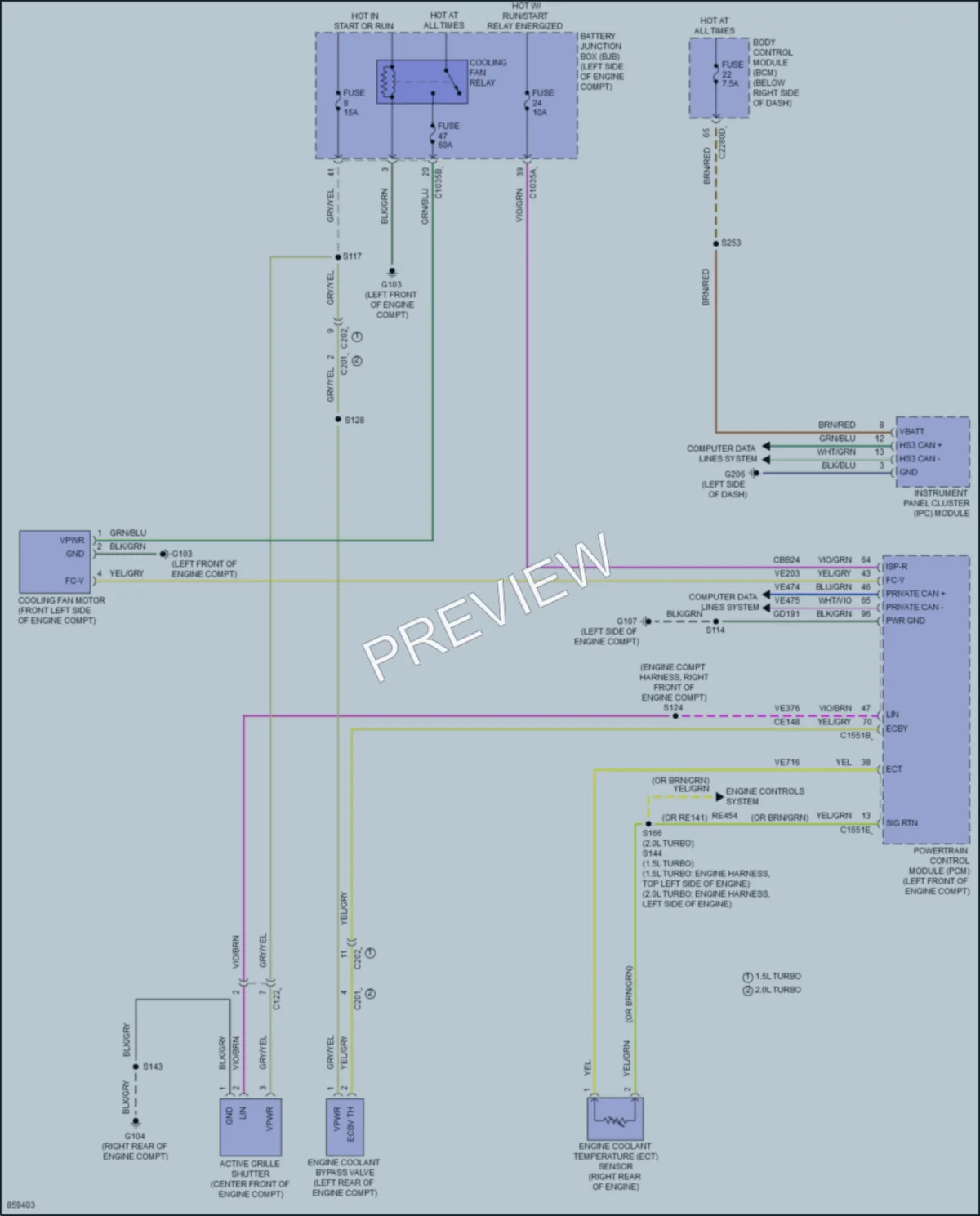 2024 Ford BroncoSport Cooling Fan wiring diagram preview