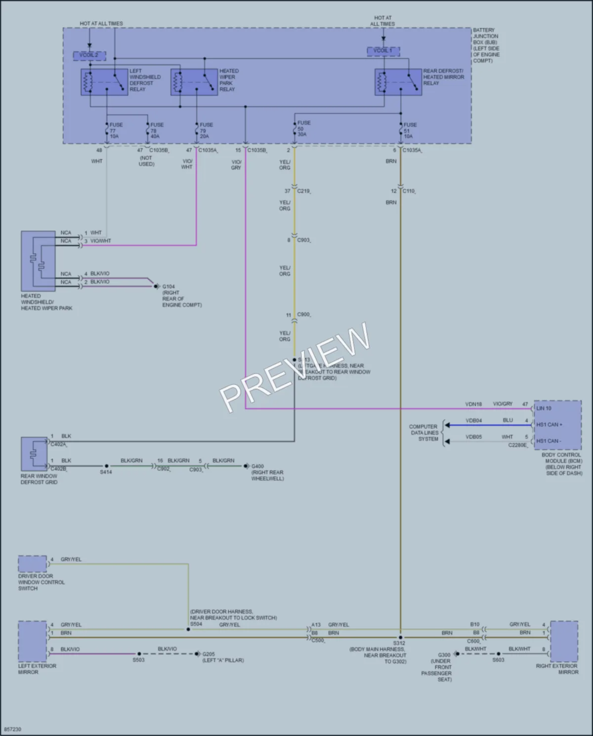 2024 Ford BroncoSport Defoggers wiring diagram preview