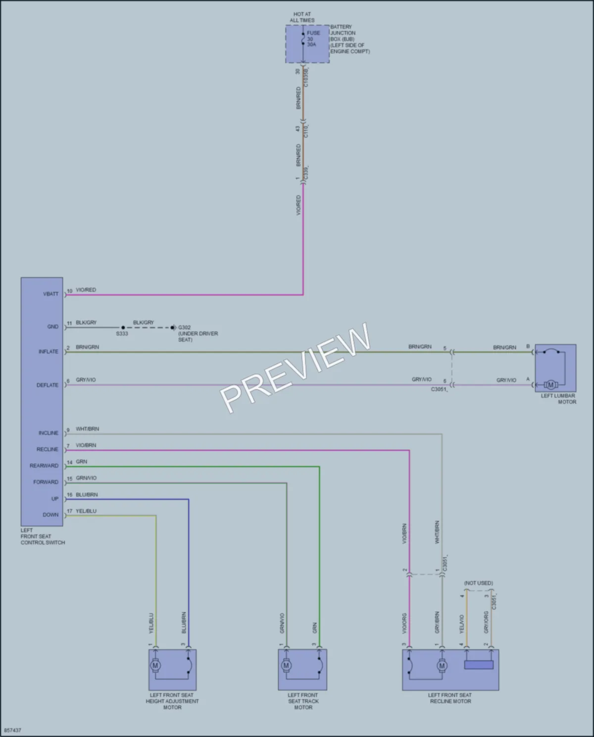 2024 Ford BroncoSport Power Seats wiring diagram preview