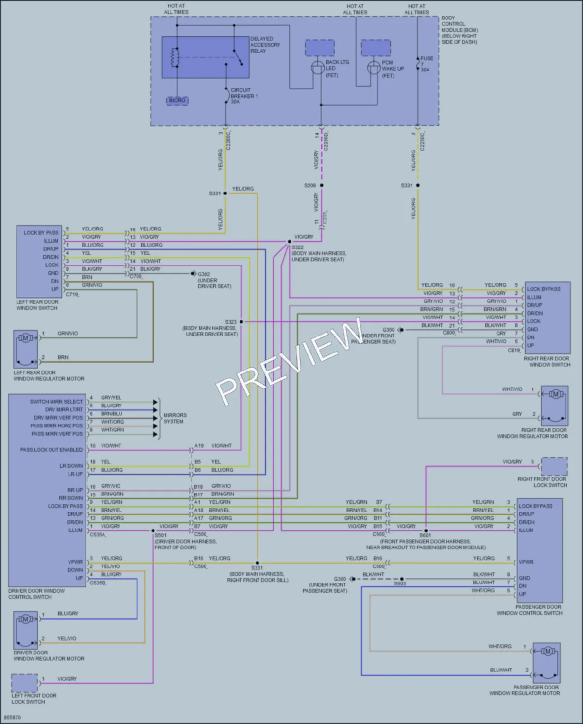 2024 Ford BroncoSport Power Windows wiring diagram preview