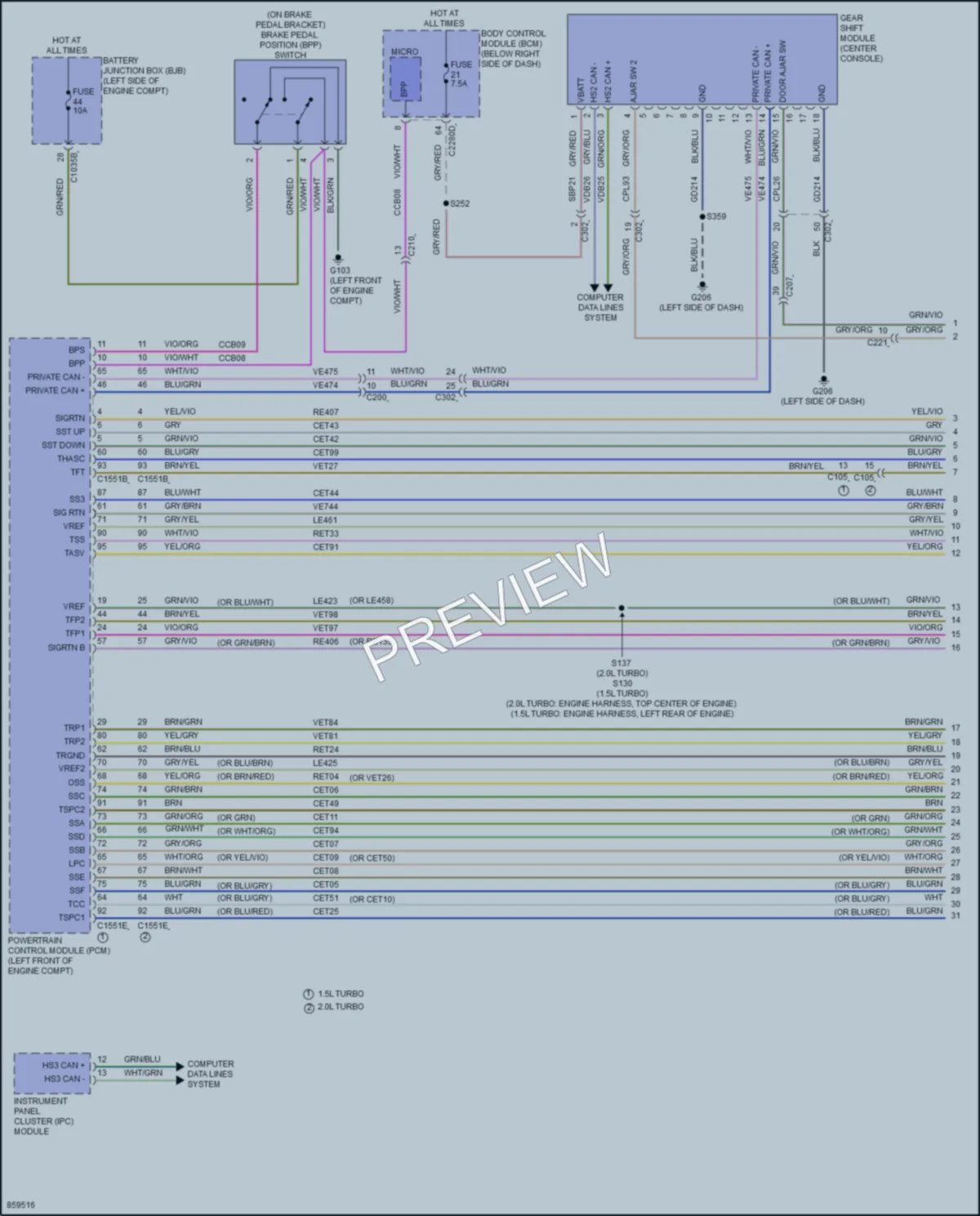 2024 Ford BroncoSport Transmission wiring diagram preview