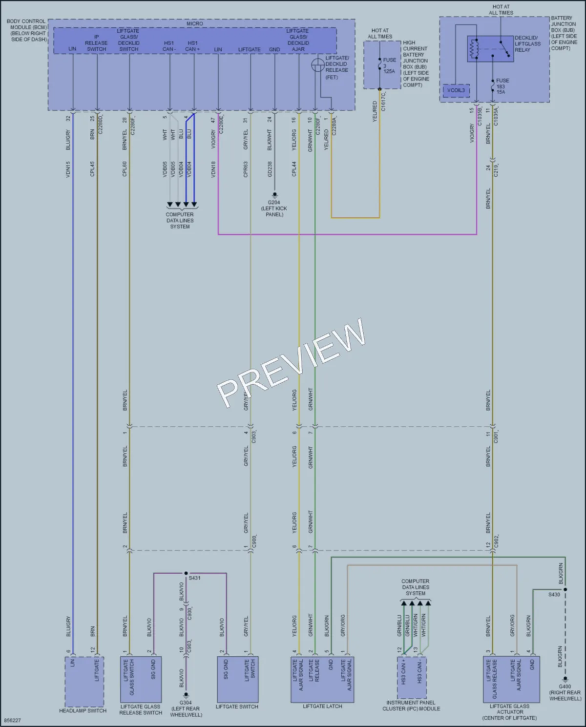 2024 Ford BroncoSport Trunk Tailgate Fuel Door wiring diagram preview