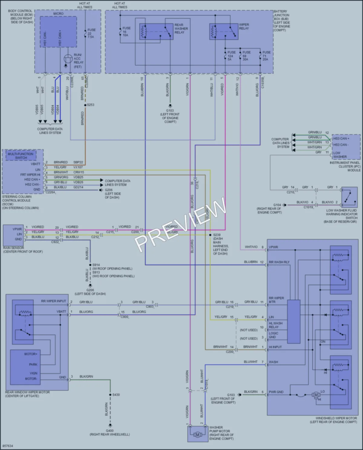 2024 Ford BroncoSport Wiper Washer wiring diagram preview