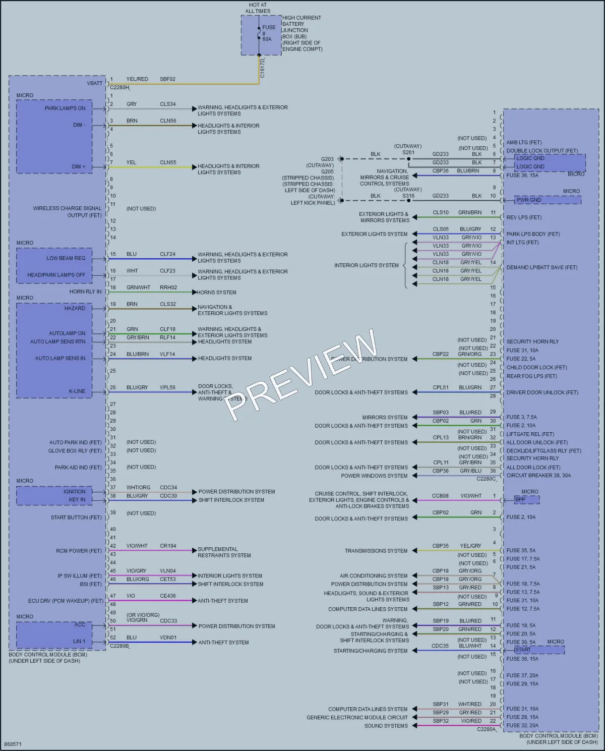 2024 Ford E350Econoline Body Control Modules wiring diagram preview