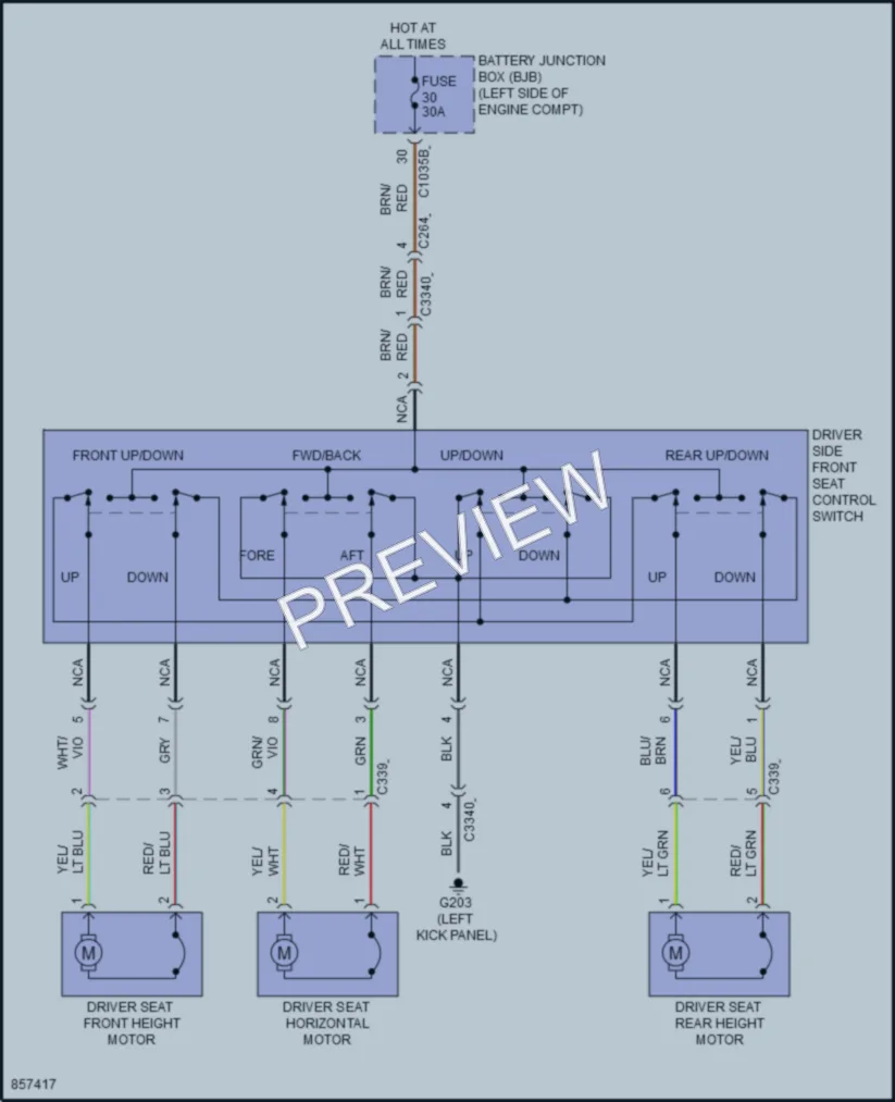 2024 Ford E350Econoline Power Seats wiring diagram preview